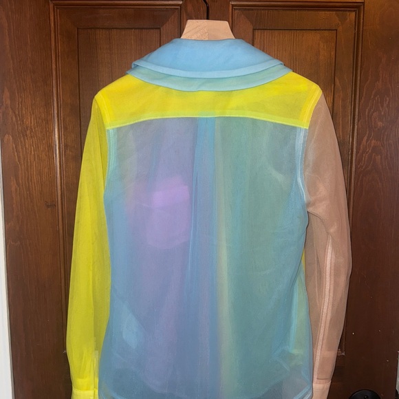Comme des Garcons Sheer Blue, Pink and Yellow Shirt - Picture 11 of 12